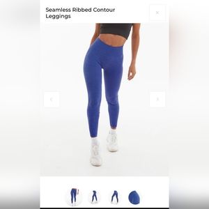 Seamless Ribbed Contour Leggings - Blue
